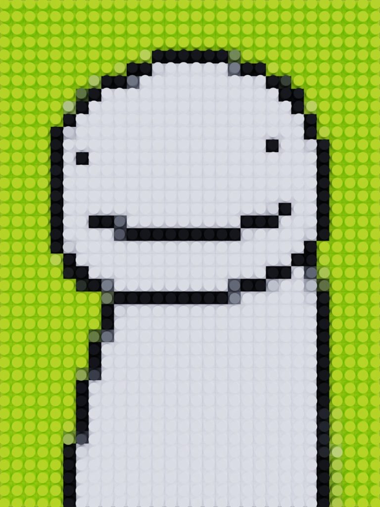 a picture of a lego ghost on a green background